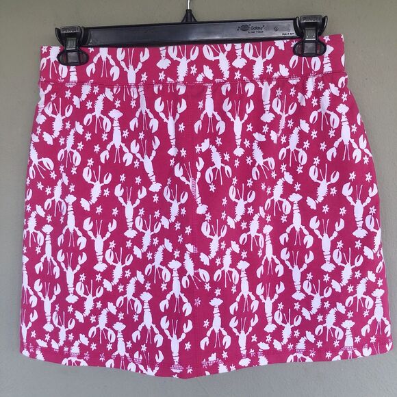 T by Talbots Skort Women M Pink Lobster Print PullOn Skirt W/ Shorts Golf Tennis - Picture 5 of 12
